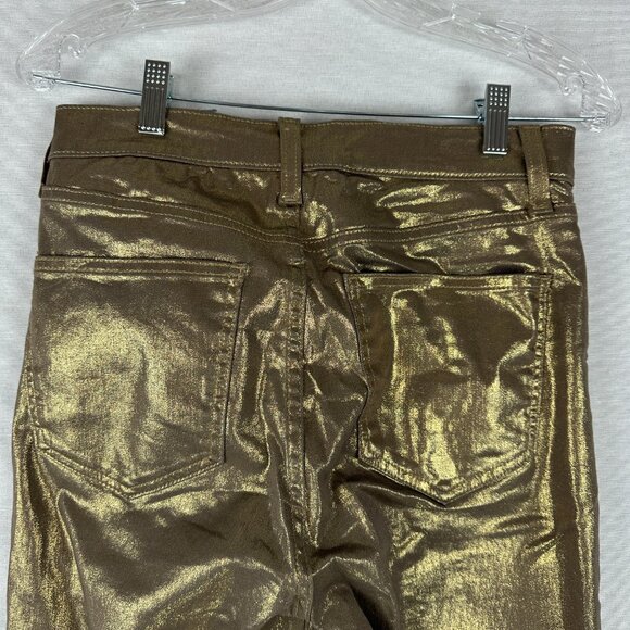 HIGH RISE GOLD METALIC VINTAGE SLIM STRETCH SKINNY FIT JEANS COTTON SIZE 27/4 - Picture 6 of 12